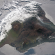 Ash plumes during the Kilauea eruption as seen from space, as seen along southern shore.